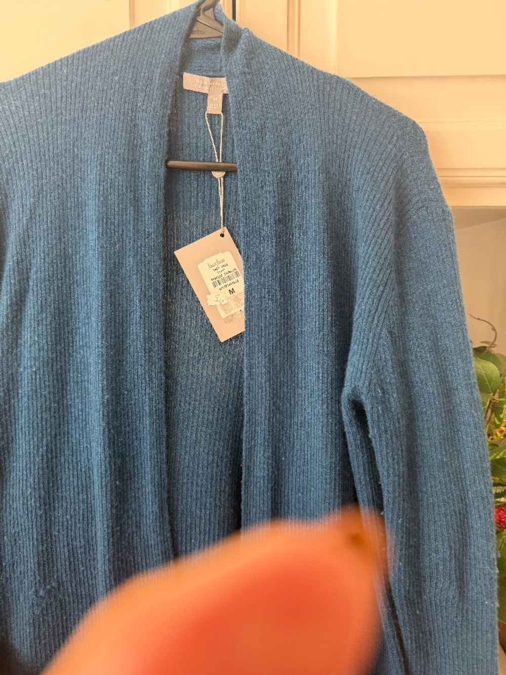 Neiman Marcus 100% cashmere duster beautiful ocean blue